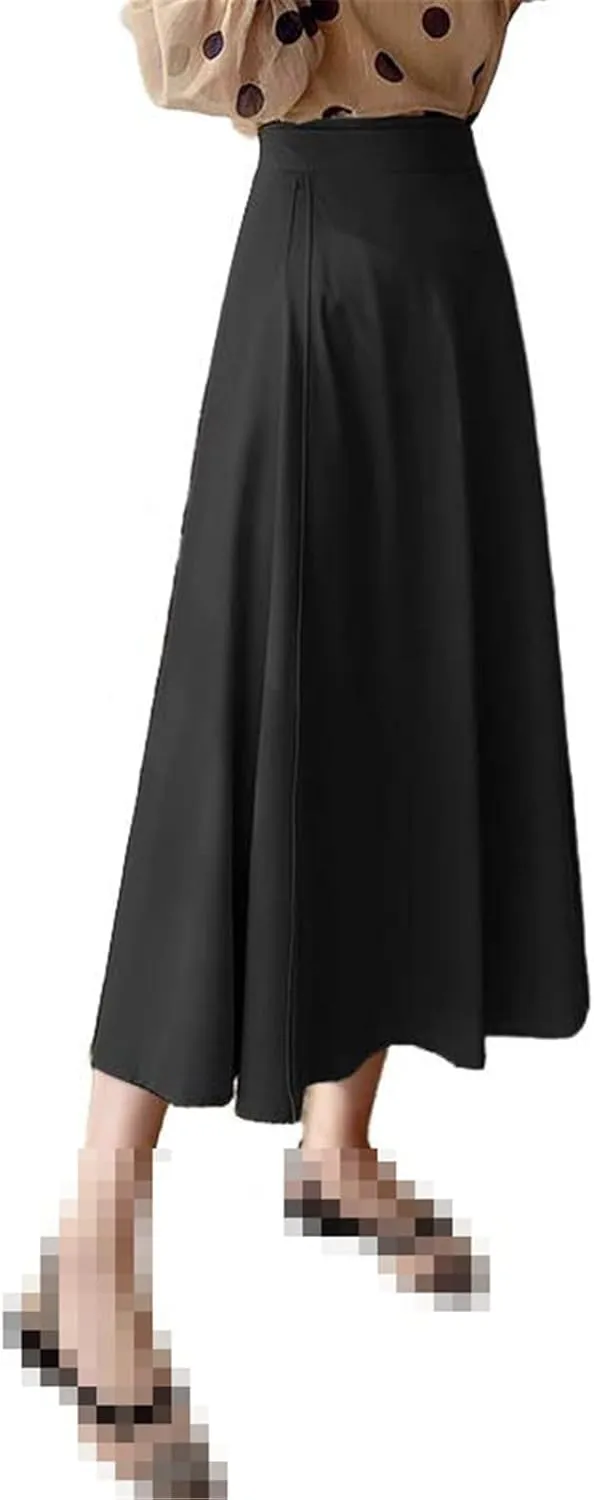 Mid-Length high-Waist Skirt for Women,Summer,A-line Elastic Waist Flared Skirt
