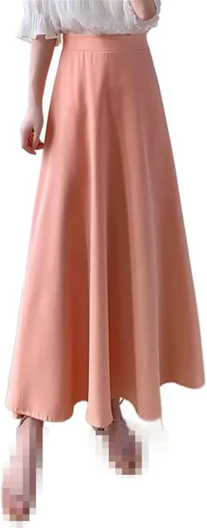 Mid-Length high-Waist Skirt for Women,Summer,Chiffon A-line Flared Skirt