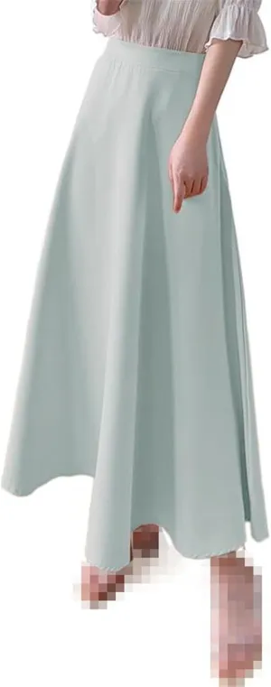 Mid-Length high-Waist Skirt for Women,Summer,Chiffon A-line Flared Skirt