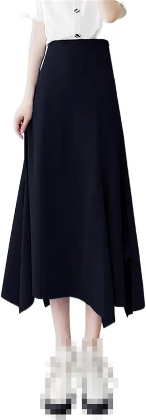 Mid-Length high-Waist Skirt for Women,Summer,Flared A-line Office Skirt