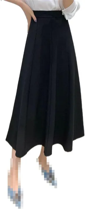 Mid-Length high-Waist Skirt for Women,Summer,Office A-line Flared Skirt