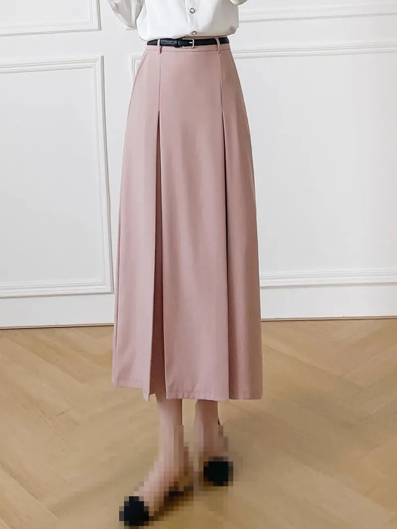 Mid-Length Office Skirt for Women,Spring,Flared high-Waist A-line Straight Skirt