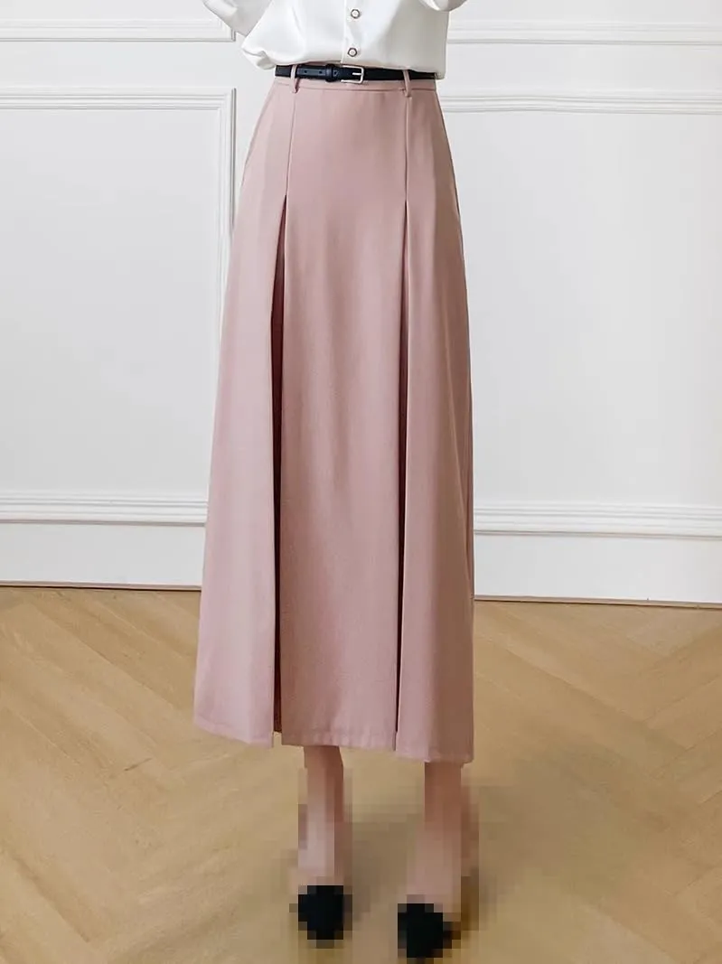 Mid-Length Office Skirt for Women,Spring,Flared high-Waist A-line Straight Skirt