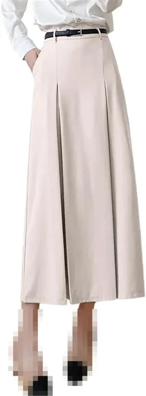 Mid-Length Office Skirt for Women,Spring,Flared high-Waist A-line Straight Skirt