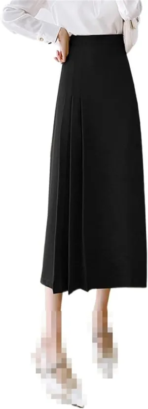 Mid-Length Pleated Skirt for Women,Spring,Office A-line Pencil Skirt