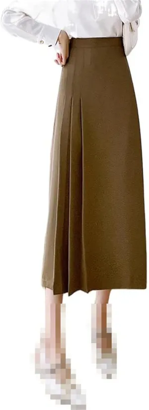 Mid-Length Pleated Skirt for Women,Spring,Office A-line Pencil Skirt