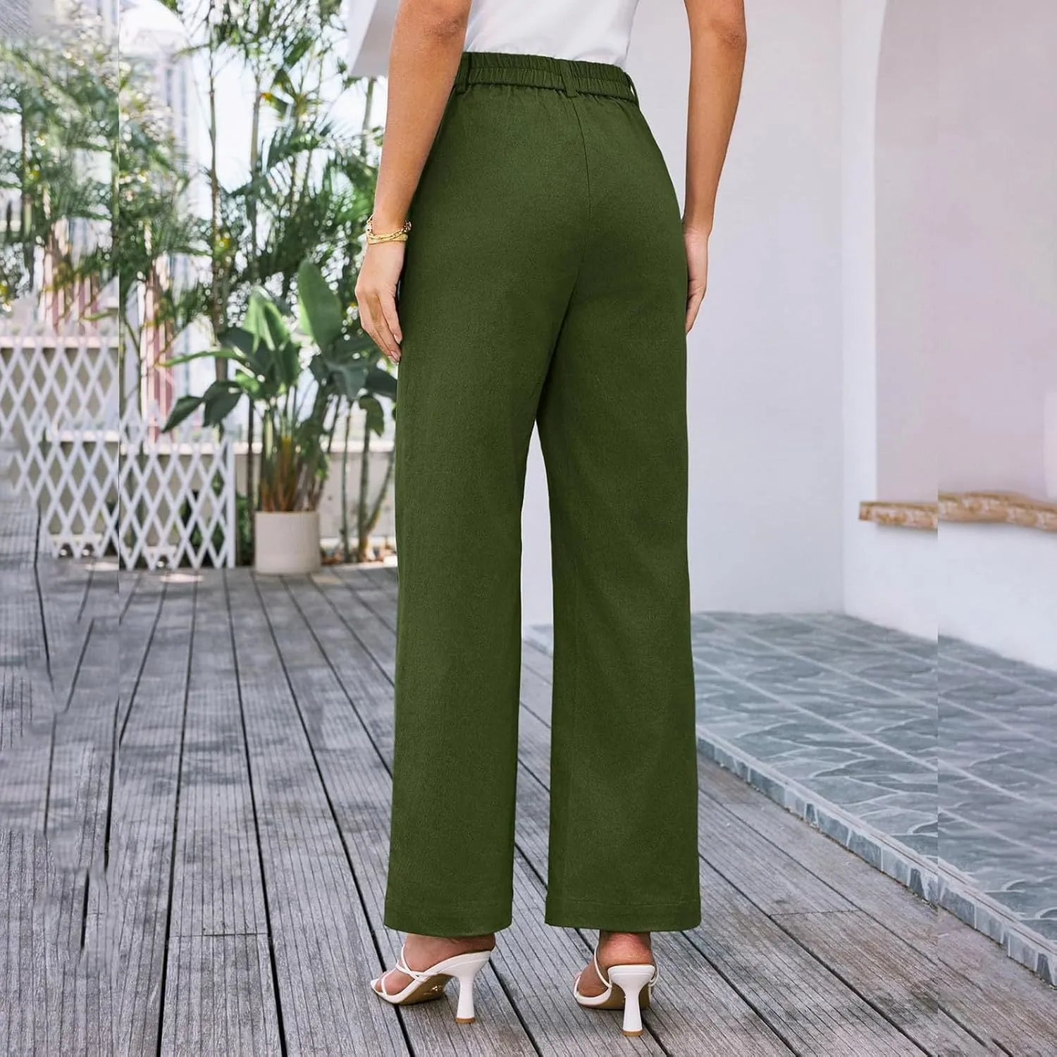 Oprah's Favorite Cropped Pants 2025, Tummy Control Wide Leg Trousers, Baggy Trousers High Waisted Stretchy Flare Pants