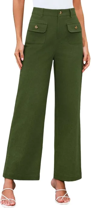 Oprah's Favorite Cropped Pants 2025, Tummy Control Wide Leg Trousers, Baggy Trousers High Waisted Stretchy Flare Pants