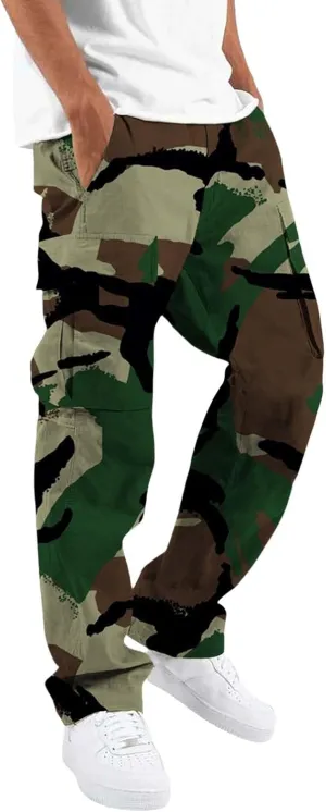 Outdoor Work Pants for Men Flexcamo Vintage Quick-Dry Hiking Pants Multi-Pocket Hunting Lightweight Cargo Pants