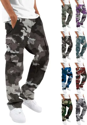 Outdoor Work Pants for Men Flexcamo Vintage Quick-Dry Hiking Pants Multi-Pocket Hunting Lightweight Cargo Pants