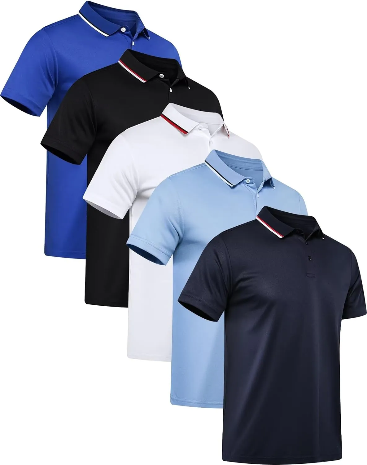 OYGSieg 5 Pack Mens Polo Shirt Short Sleeve Tactical Shirts Quick Dry Performance Golf Shirt Pique Jersey Outdoor Shirt