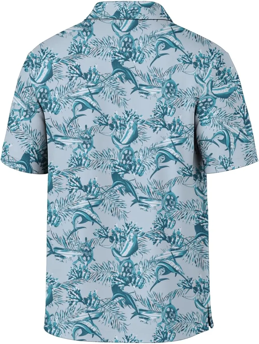 Palmyth Polo Shirts for Men Dry Fit Short Sleeve UPF 50  Moisture Wicking Print Collared Polo Golf Shirts Fishing