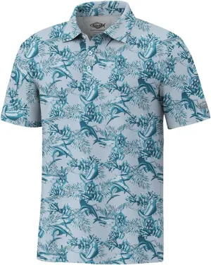 Palmyth Polo Shirts for Men Dry Fit Short Sleeve UPF 50  Moisture Wicking Print Collared Polo Golf Shirts Fishing
