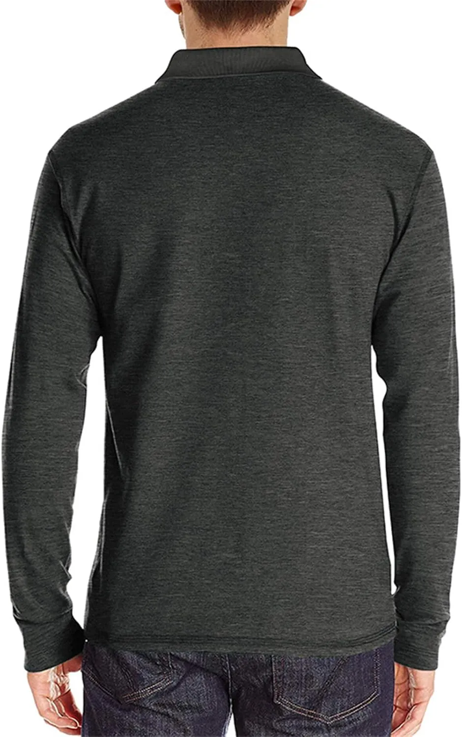 PICKLION Mens Long Sleeve Polo Shirts Casual Moisture Wicking Golf Polo Shirts with Pocket