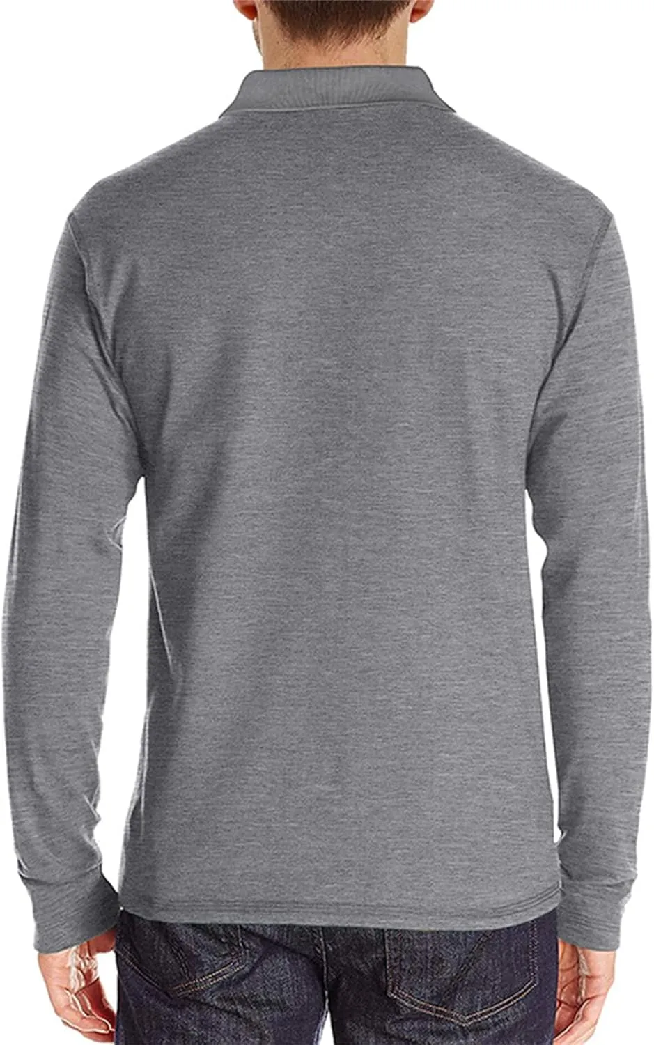 PICKLION Mens Long Sleeve Polo Shirts Casual Moisture Wicking Golf Polo Shirts with Pocket