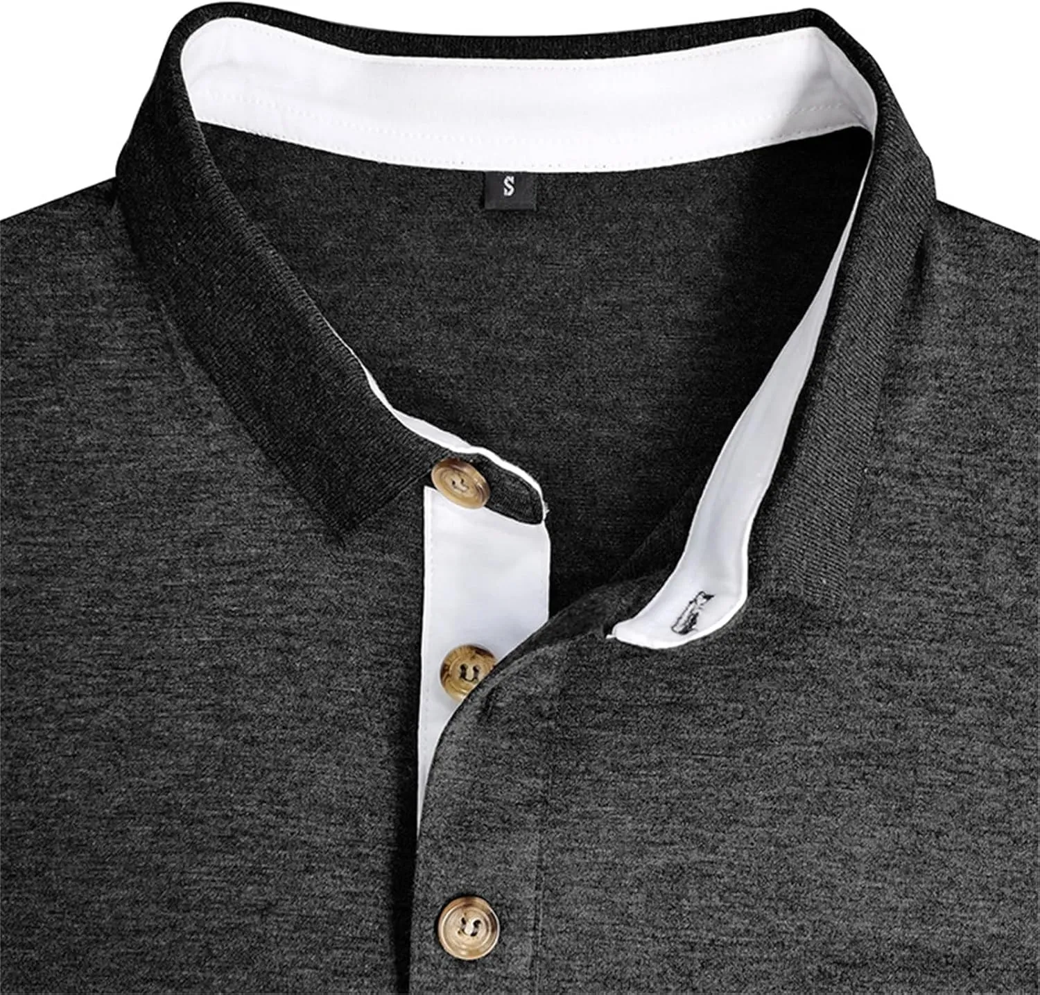 PICKLION Mens Long Sleeve Polo Shirts Casual Moisture Wicking Golf Polo Shirts with Pocket