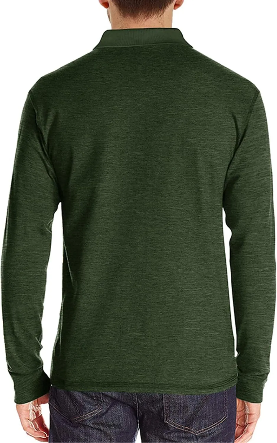 PICKLION Mens Long Sleeve Polo Shirts Casual Moisture Wicking Golf Polo Shirts with Pocket