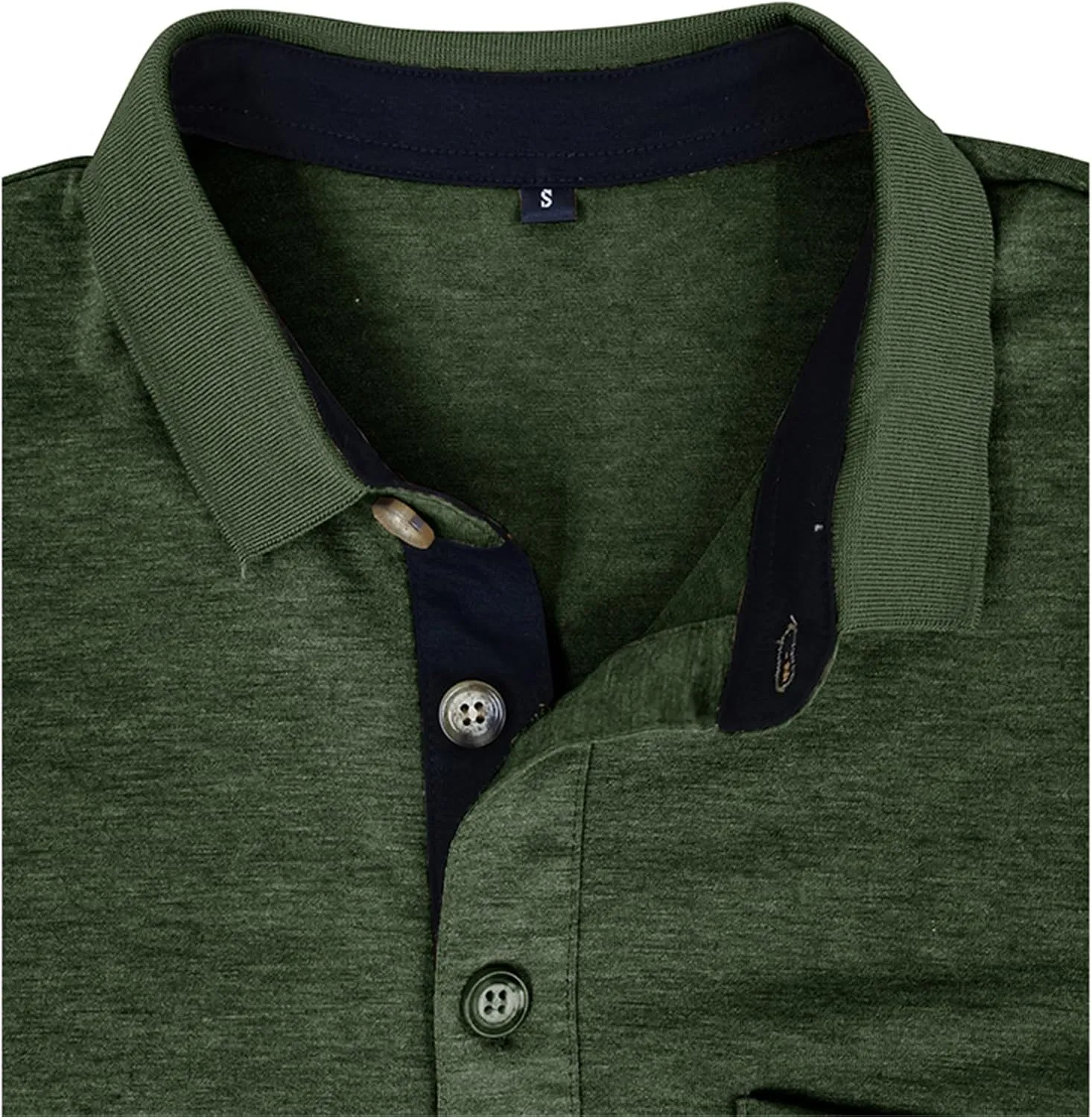 PICKLION Mens Long Sleeve Polo Shirts Casual Moisture Wicking Golf Polo Shirts with Pocket