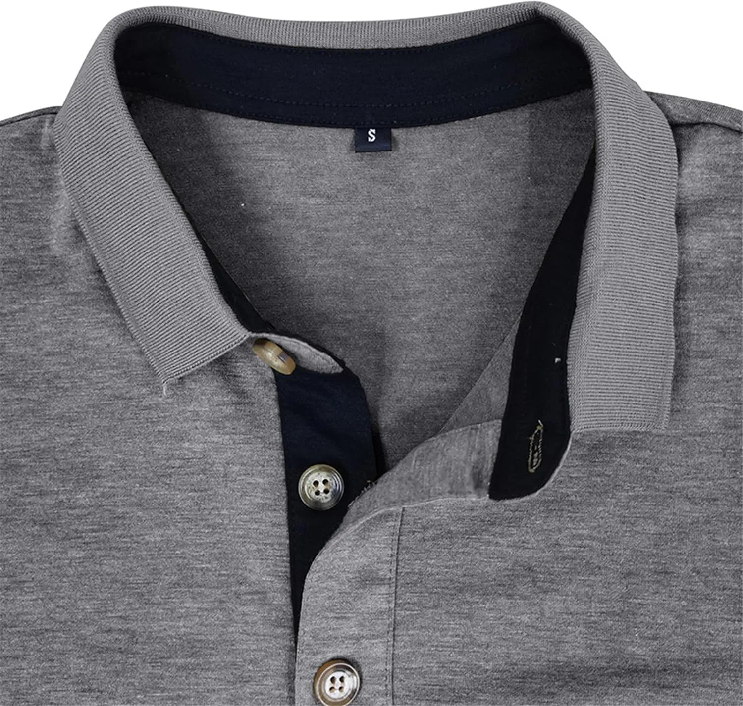 PICKLION Mens Long Sleeve Polo Shirts Casual Moisture Wicking Golf Polo Shirts with Pocket