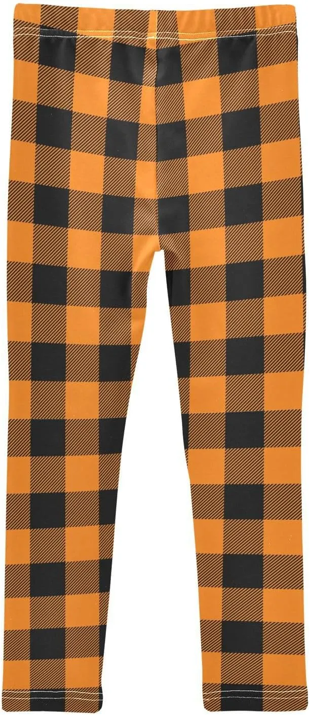 Plaid Leggings for Girls Stretch Pants Soft Girls Leggings Ankle Length Leggings for Kids Toddler 4-10 Years