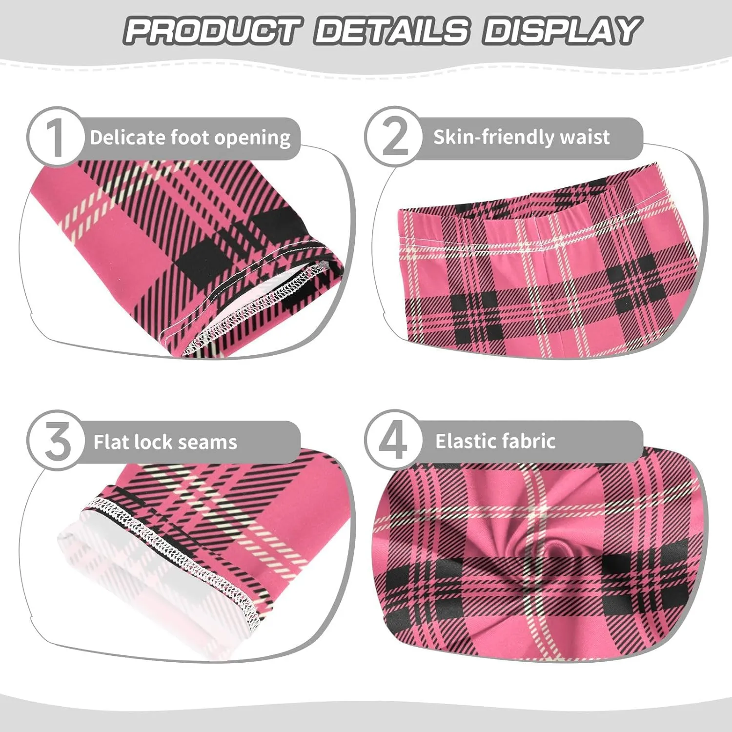 Plaid Leggings for Girls Stretch Pants Soft Girls Leggings Ankle Length Leggings for Kids Toddler 4-10 Years