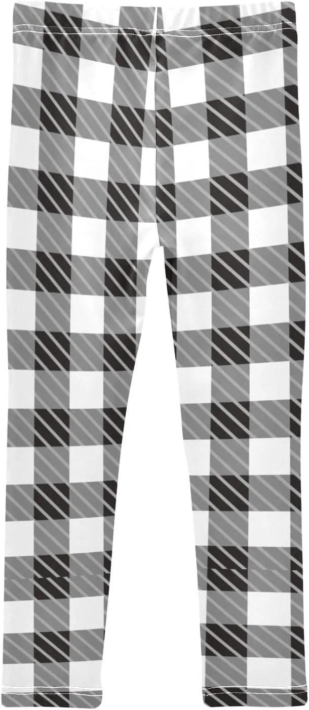 Plaid Leggings for Girls Stretch Pants Soft Girls Leggings Ankle Length Leggings for Kids Toddler 4-10 Years