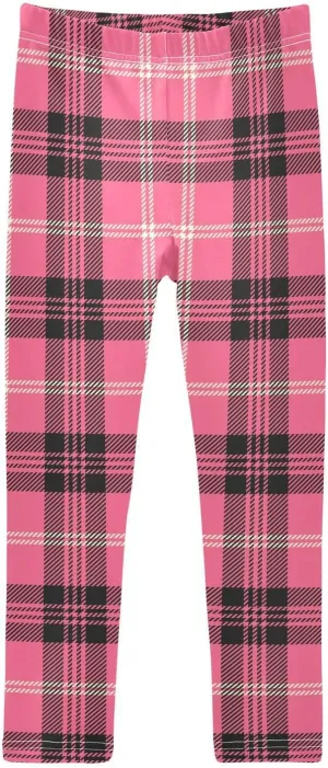 Plaid Leggings for Girls Stretch Pants Soft Girls Leggings Ankle Length Leggings for Kids Toddler 4-10 Years