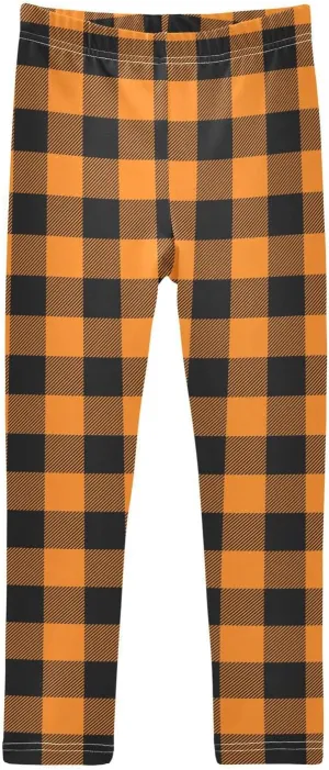 Plaid Leggings for Girls Stretch Pants Soft Girls Leggings Ankle Length Leggings for Kids Toddler 4-10 Years