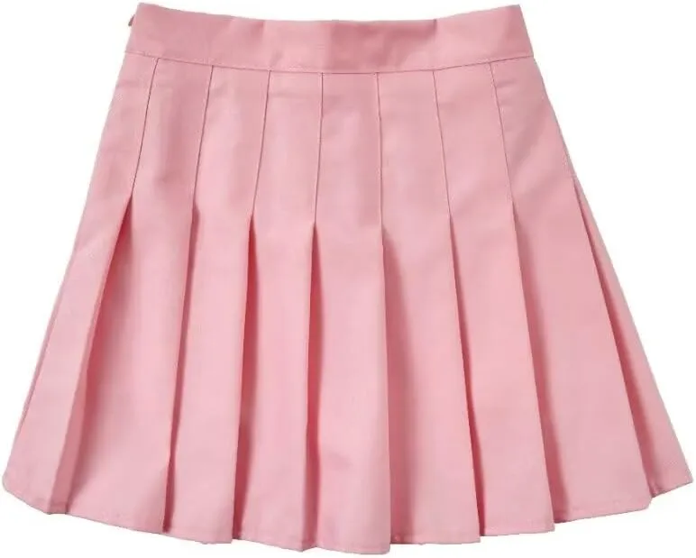 Pleated Mini Skirt High Waisted Tennis Skirts Skorts for Women Girls School Uniform Dress Cheer Skirt with Shorts,2T-4XL