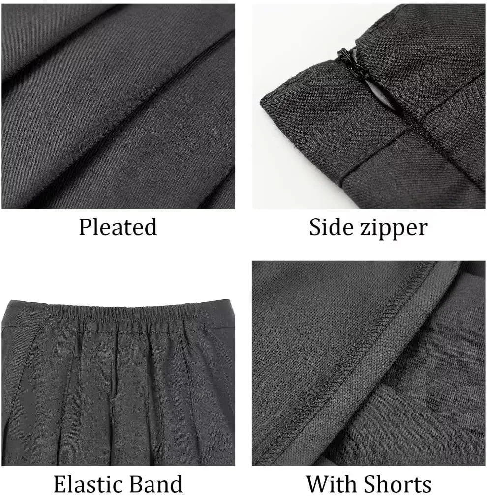 Pleated Mini Skirt High Waisted Tennis Skirts Skorts for Women Girls School Uniform Dress Cheer Skirt with Shorts,2T-4XL