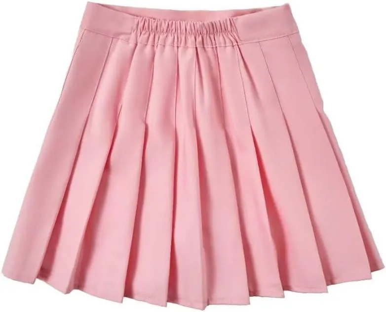Pleated Mini Skirt High Waisted Tennis Skirts Skorts for Women Girls School Uniform Dress Cheer Skirt with Shorts,2T-4XL