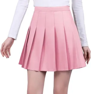 Pleated Mini Skirt High Waisted Tennis Skirts Skorts for Women Girls School Uniform Dress Cheer Skirt with Shorts,2T-4XL
