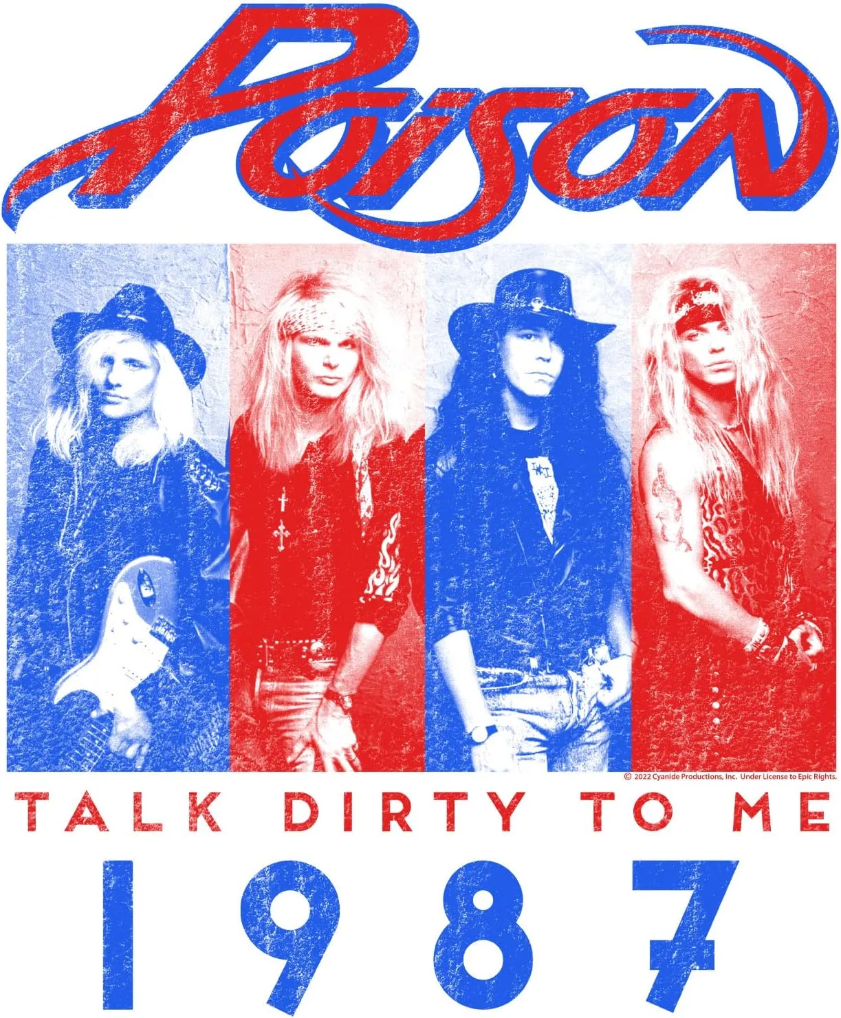 Poison Rock Band Talk Dirty 1987 Vintage Style Adult Short Sleeve T-Shirts Graphic Tees