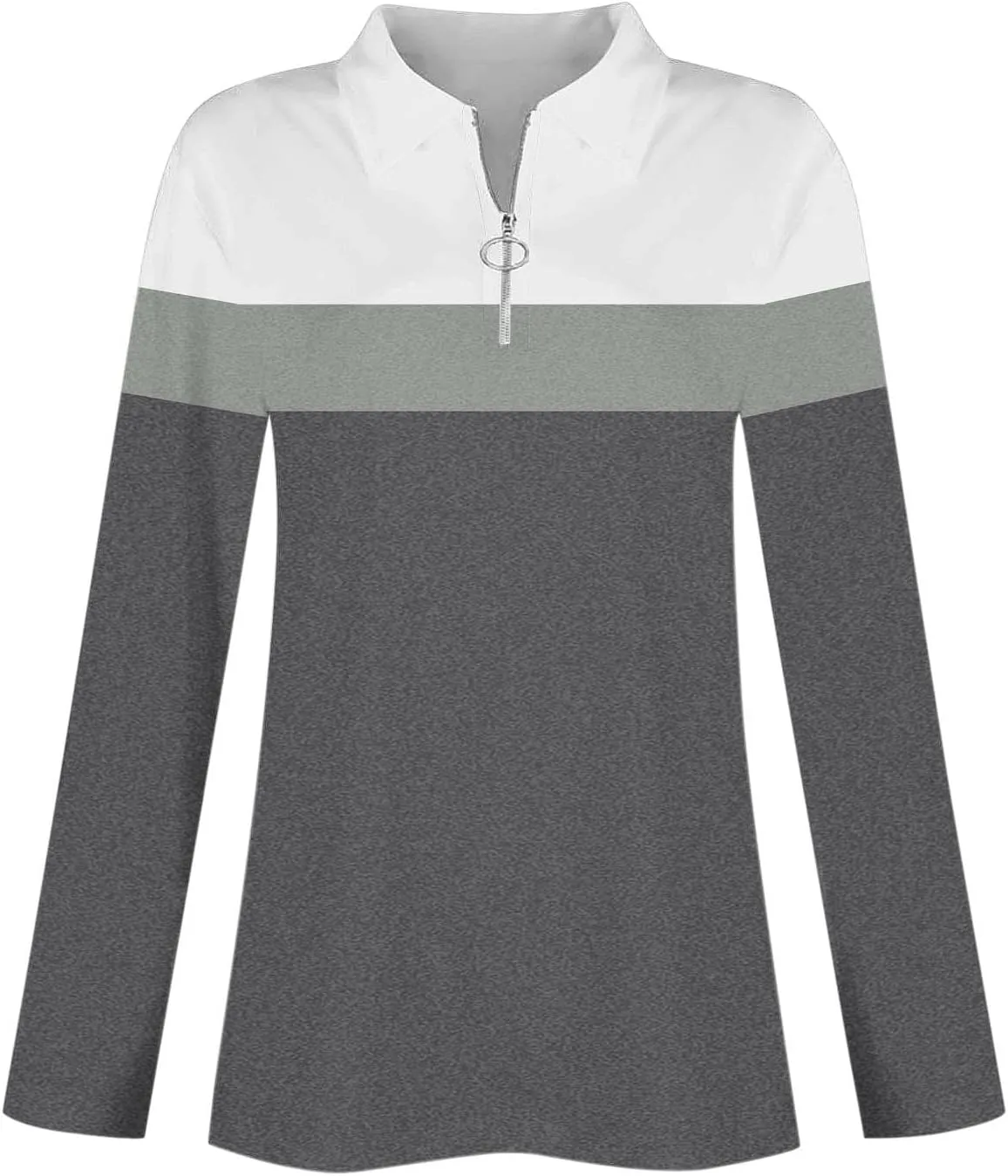 Quarter Zip Pullover Women Long Sleeve Collared Shirts Cozy Soft Tops Pullover Trendy Printed T-Shirts Casual Blouses