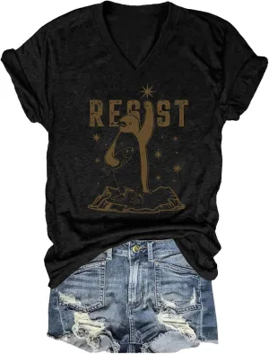 Resist Womens Tops Subtle Political Frog Dragonfly Turtle Short Sleeve Shirts for Women Hate Him Too Funny Shirt
