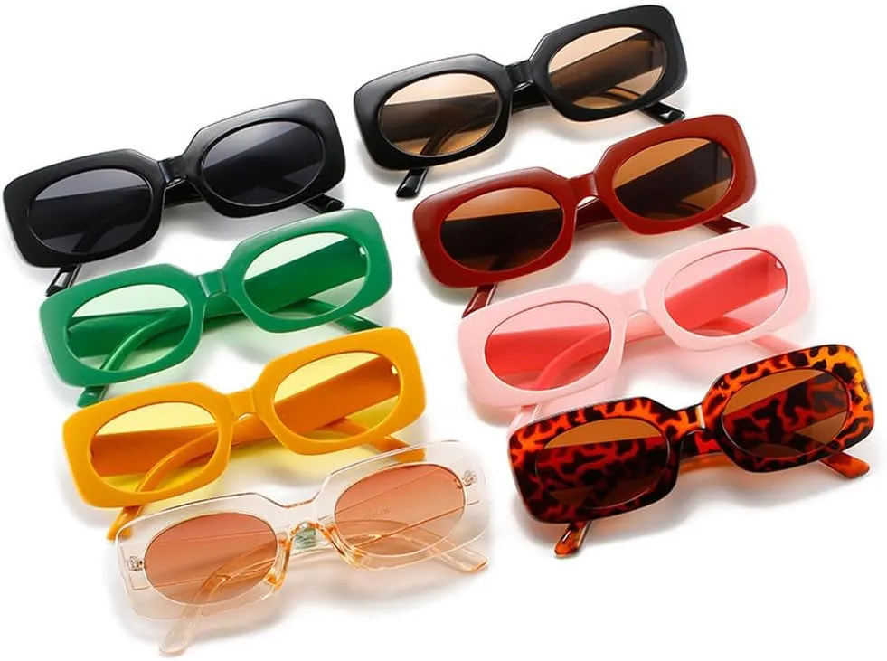 Retro Colorful Sunglasses Women Fashion Green Yellow Shades UV400 Men Trending Sun Glasses