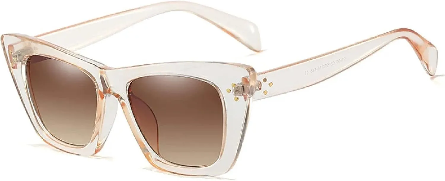 Retro Oversized Cat Eye Colorful Sunglasses Women Gradient Trending Rivets Men Shades Uv400