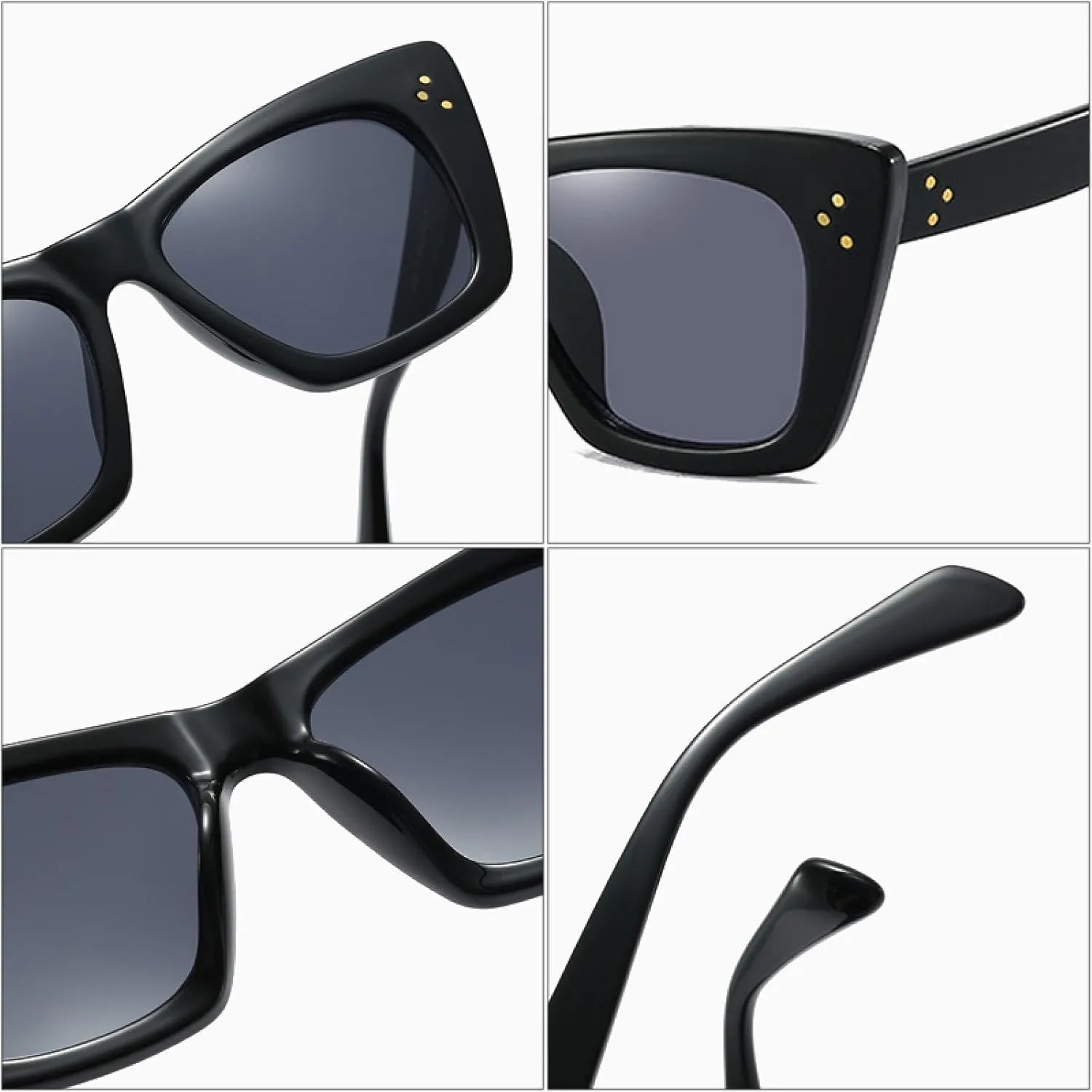 Retro Oversized Cat Eye Colorful Sunglasses Women Gradient Trending Rivets Men Shades Uv400