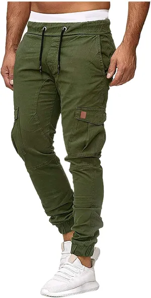 sdbrld Cargo Pants For Men Mens Cargo Pants Trendy Solid Drawstring Sport Jogger Cargo Pants Outdoor Hiking Trousers Panrts