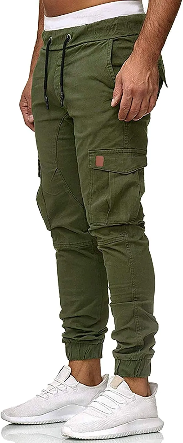 sdbrld Cargo Pants For Men Mens Cargo Pants Trendy Solid Drawstring Sport Jogger Cargo Pants Outdoor Hiking Trousers Panrts