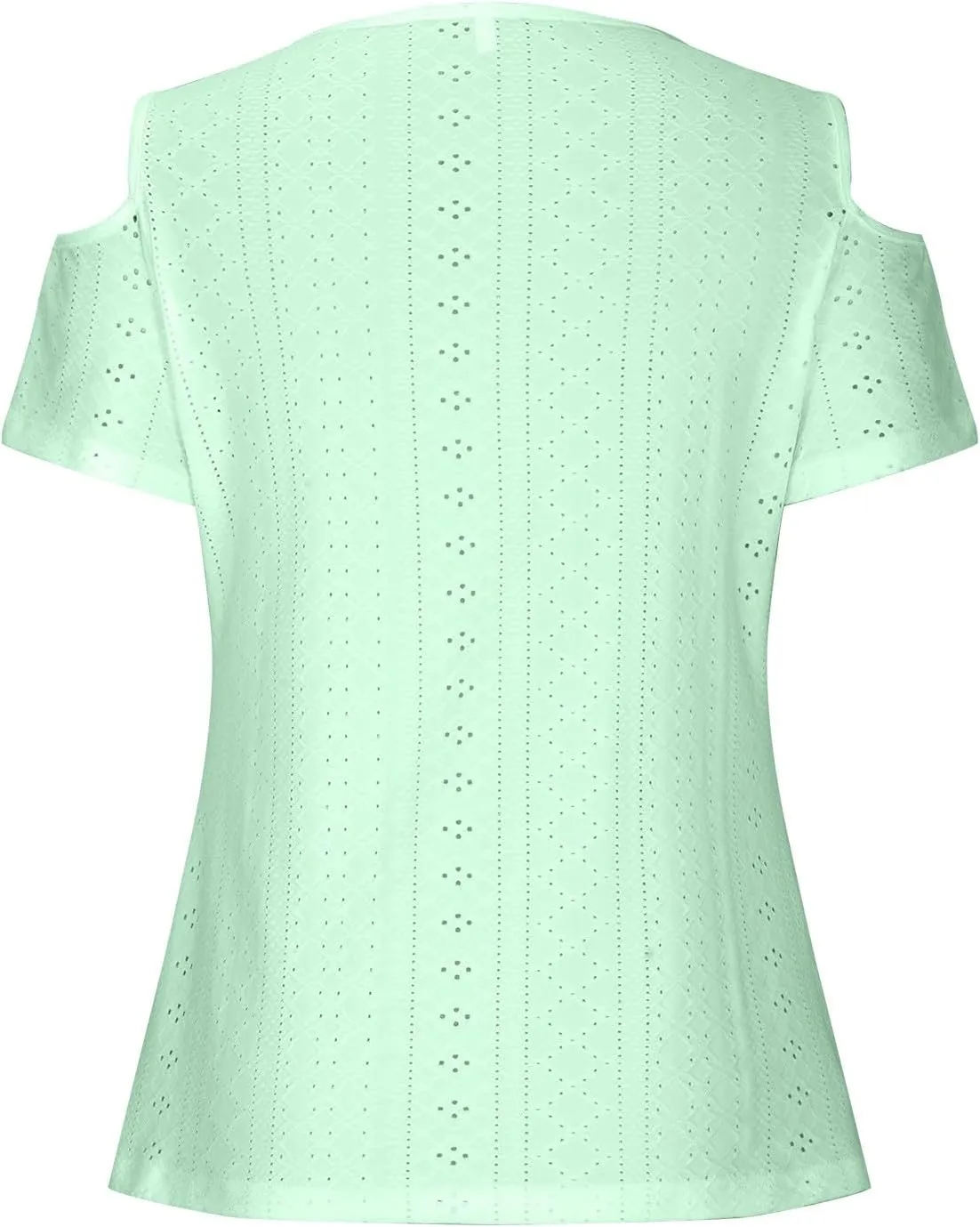 Sexy Cold Sholuder Tops for Women 2025 Summer Hollow Out Eyelet Short Sleeve Blouse Loose V Neck Tshirt Casual Tunics