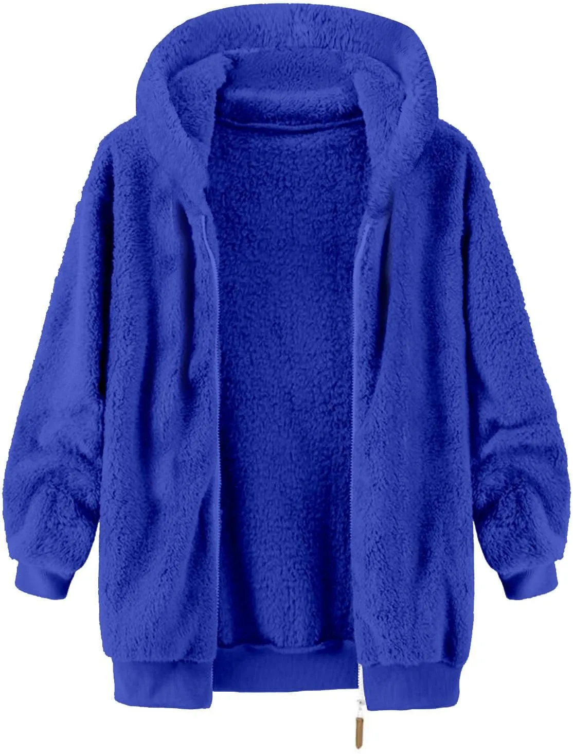 Sherpa Jacket Men Winter Long Sleeve Full Zip Plush Coats Casual Thicken Hooded Jacket Warm Coat Outerwear