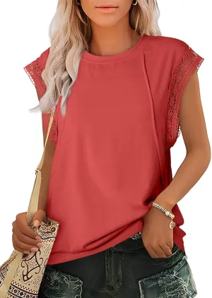 SHEWIN Summer Tops Casual Short Sleeve Shirts Loose Crewneck Oversized Tshirts for Women