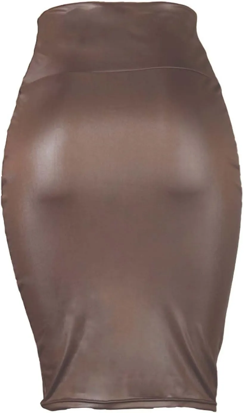 Skirts for Women Sexy Wrap Hip Faux Leather Skirt Trendy Classic High Waist PU Skirt Office Work Bodycon Skirts