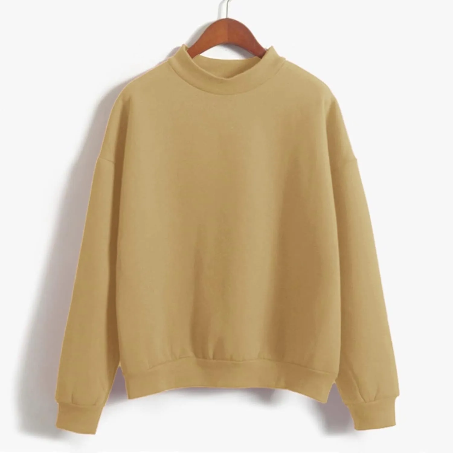 Solid Color Hoodie for Women Loose Pullover Turtleneck Long Sleeve Casual Sweatshirt Fall Outdoor Joggers Workout Tops