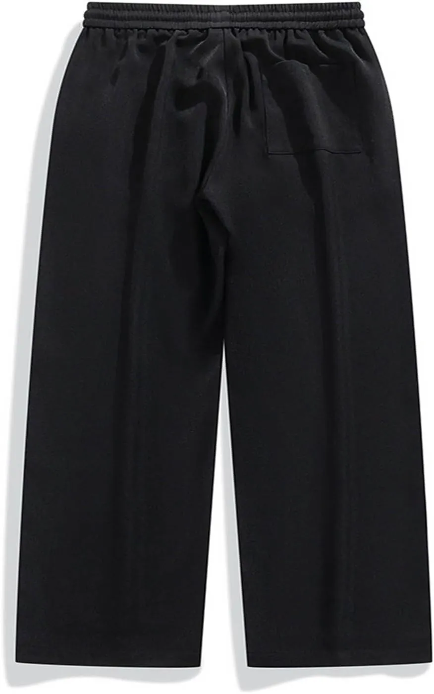 Straight Trousers for Men Plus Size Drawstring Elastic Waist Straight Leg Pants Casual Solid Loose Fit Exercise Pant