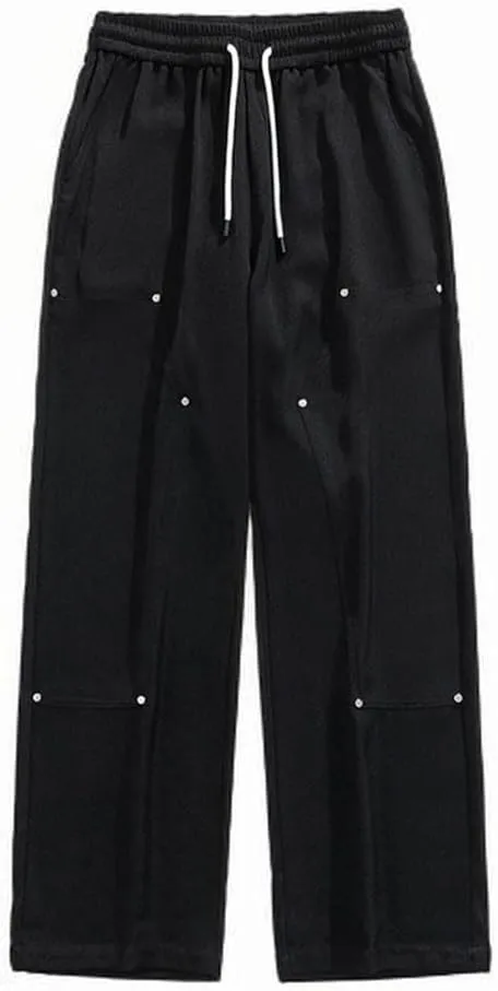 Straight Trousers for Men Plus Size Drawstring Elastic Waist Straight Leg Pants Casual Solid Loose Fit Exercise Pant