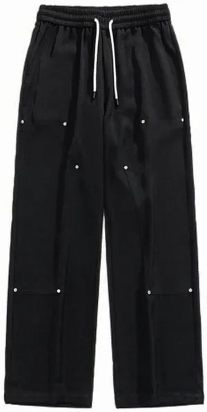 Straight Trousers for Men Plus Size Drawstring Elastic Waist Straight Leg Pants Casual Solid Loose Fit Exercise Pant
