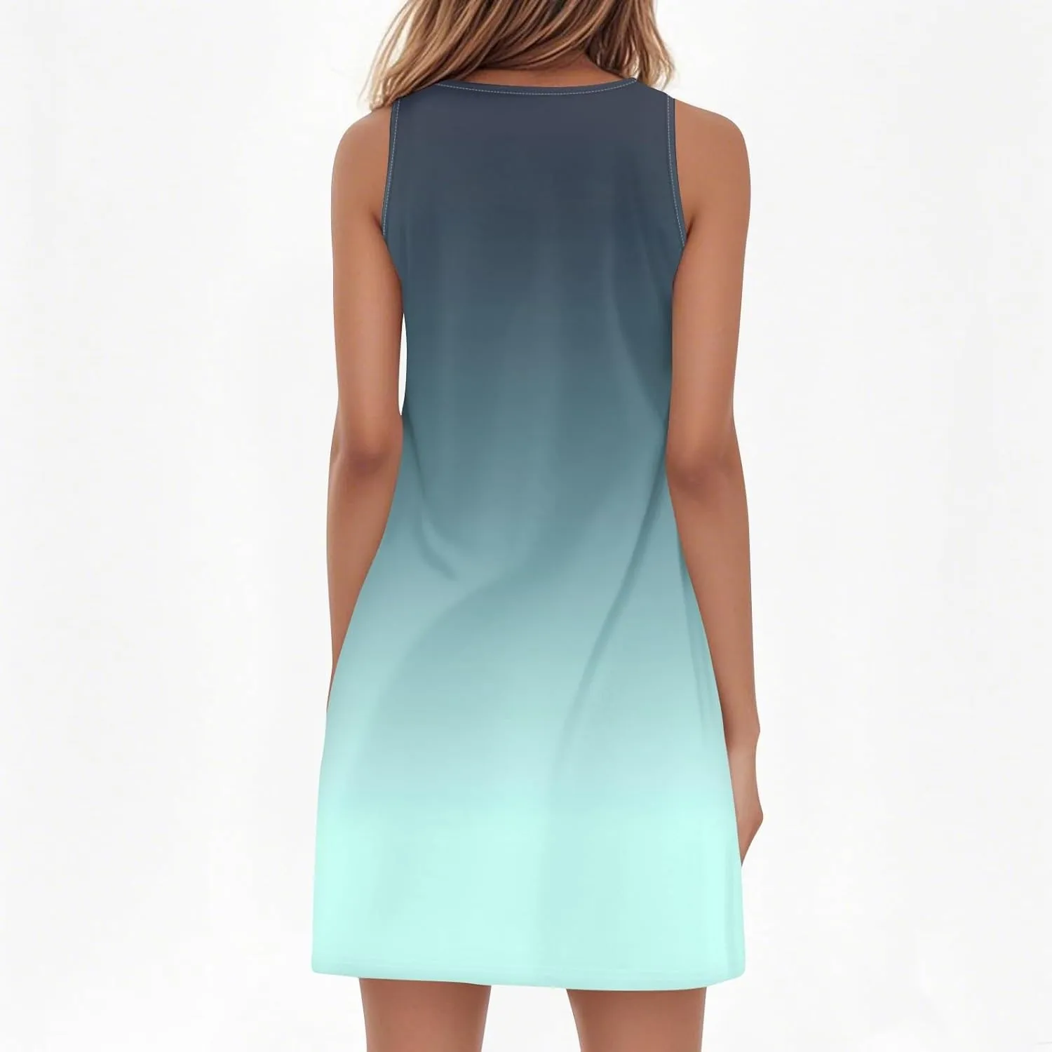 Summer Dresses for Women V Neck Sundresses Casual Beach Tank Dress Printed T Shirt Dresses Loose Sleeveless Sleep Dress