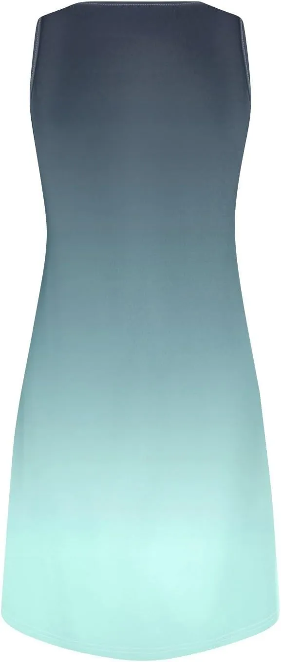 Summer Dresses for Women V Neck Sundresses Casual Beach Tank Dress Printed T Shirt Dresses Loose Sleeveless Sleep Dress